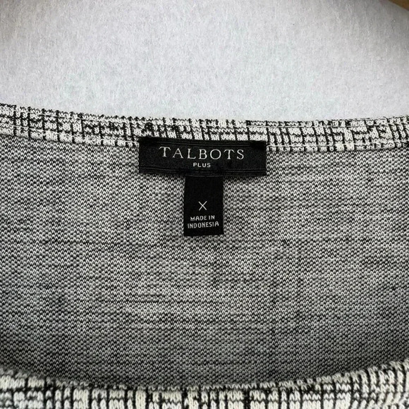 Talbots Women’s Plus Gray Cross Hatch Bell Sleeve Top Size X (1X) Casual Career - Picture 5 of 6